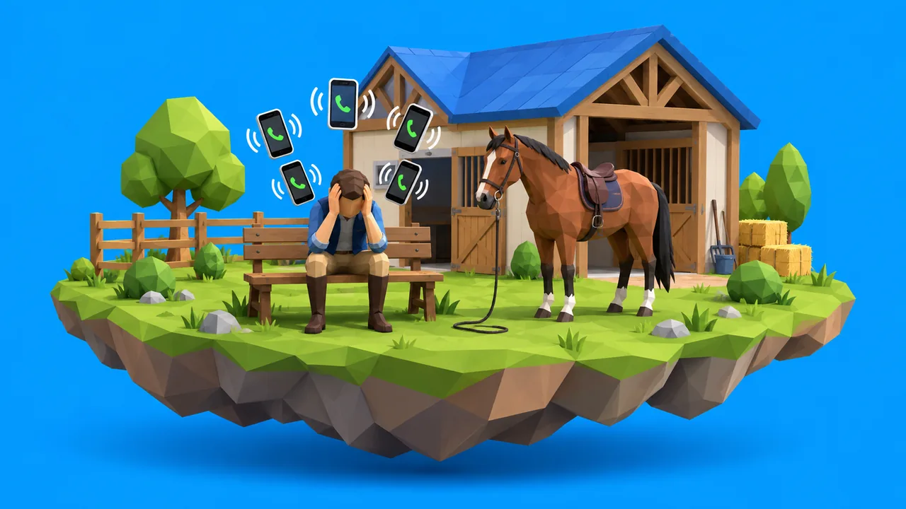 Paard in een stal, illustratie bij het artikel over de uitbater als slaaf van zijn ruiters
