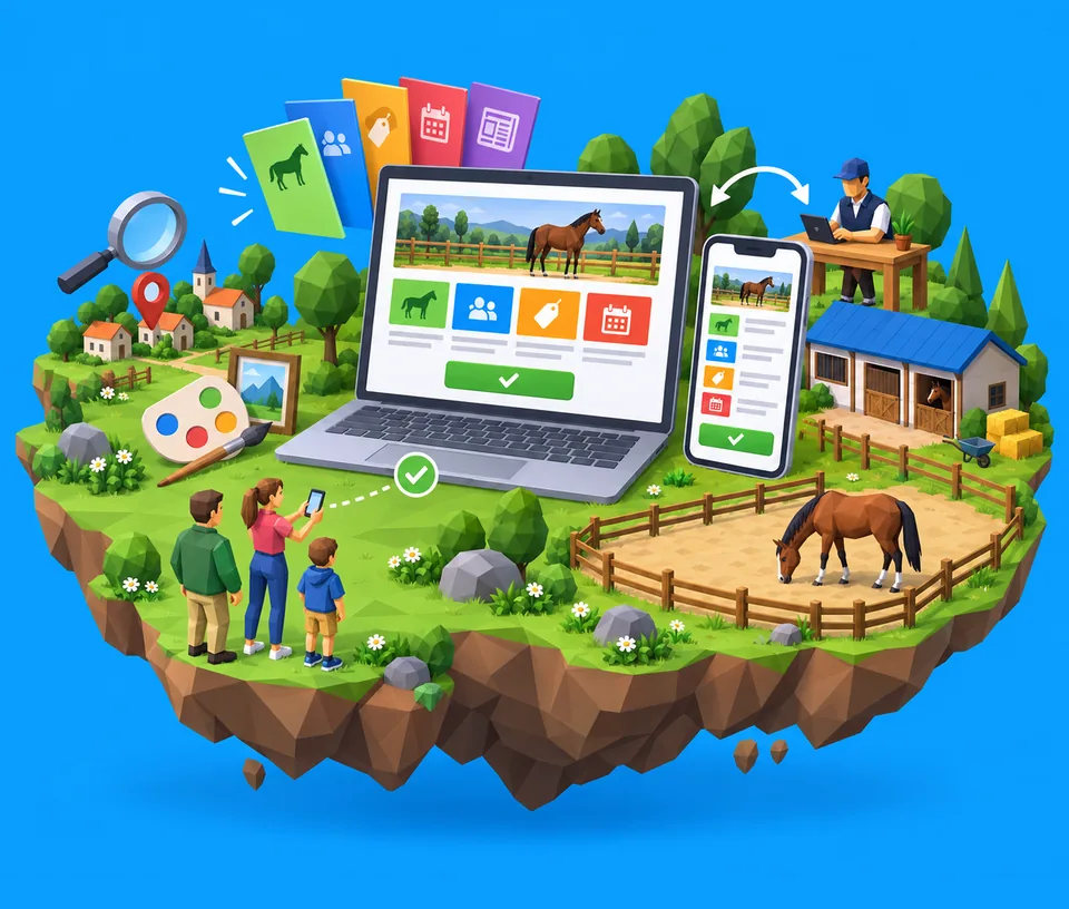 Website van een manege op een computer